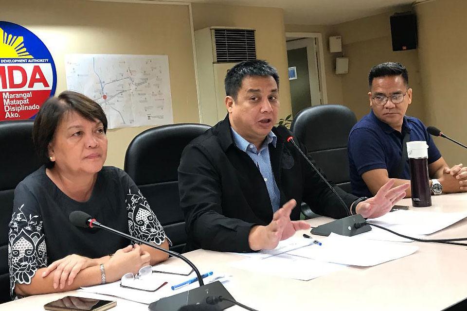 Metropolitan Manila Development Authority (MMDA) General Manager Jojo Garcia (center) tells reporters on Tuesday, April 16, 2019 that the agency will reinforce the no loading, unloading policy along the whole stretch of EDSA for provincial buses starting Monday, April 22, 2019. Garcia added that provincial buses should pick up and drop off passengers only in terminals. Joviland Rita