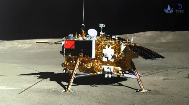 This picture released on January 11, 2019 by the China National Space Administration (CNSA) via CNS shows the Chang'e-4 lunar probe, taken by the Yutu-2 moon rover, on the far side of the moon. Scientists on May 15, 2019, said they may be a step closer to solving the riddle behind the Moon's formation, unveiling the most detailed survey yet of the far side of Earth's satellite. In January, the Chinese spacecraft Chang'e-4 -- named after the moon goddess in Chinese mythology -- became the first ever craft to touch down on the far side of the lunar surface. China National Space Administration (CNSA) via CNS / AFP