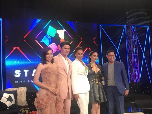The judges with hosts Dingdong Dantes and Kyline Alcantara. Photo: Jannielyn Ann Bigtas/GMA News