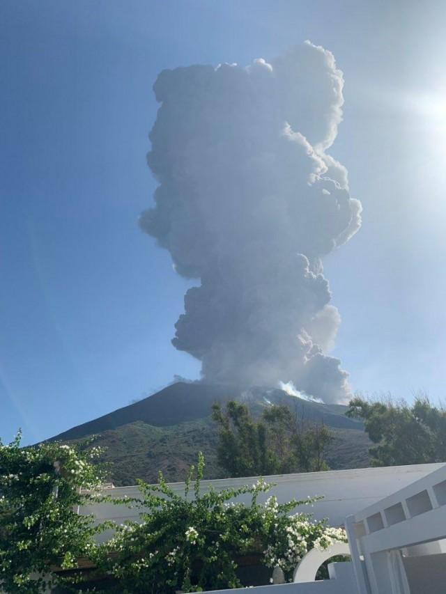 Ash rises after a volcano eruption in Stromboli, Italy, July 3, 2019 in this image obtained from social media. Gernot Werner Gruber via REUTERS