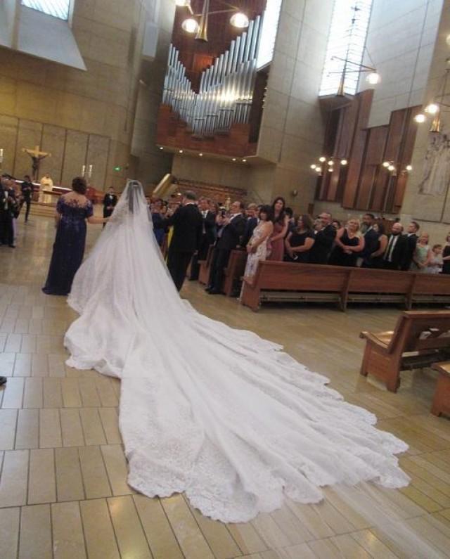 The gown features an 8 Â½ meter train and a 10 meter veil. Photo: Ruben Nepales and Janet Susan R. Nepales