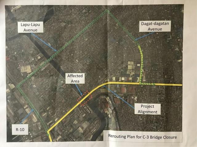 The MMDA's rerouting plan for the closure of the C3 bridge over the Navotas River. Joviland Rita