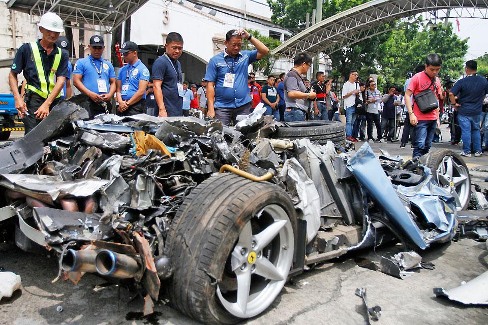 The Bureau of Customs on Tuesday, July 23, 2019, orders the destruction of a luxury Ferrari sportscar, fake cigarettes and cigarette-making machines worth P157 million at the BOC compound in Manila. Danny Pata 