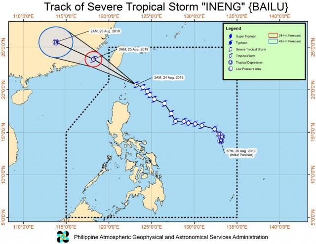 Track of Severe Tropical Storm Ineng as of August 24, 2019 5 a.m. SOURCE: PAGASA WEBSITE
