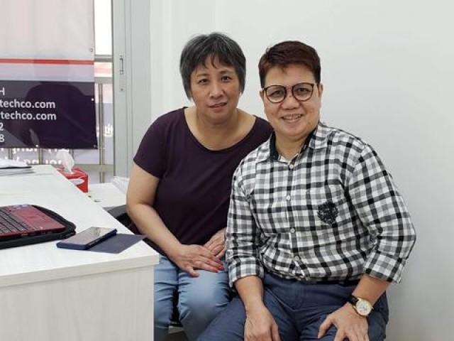 Leo Selomenio with Shirley Kong, owner of Train Tech.