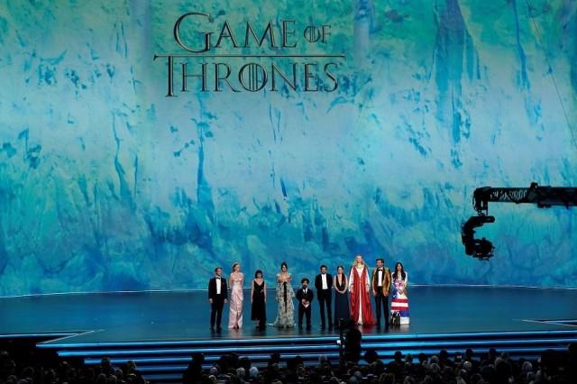 71st Primetime Emmy Awards - Show - Los Angeles, California, U.S., September 22, 2019. The cast of "Game of Thrones" stands on stage. REUTERS/Mike Blake