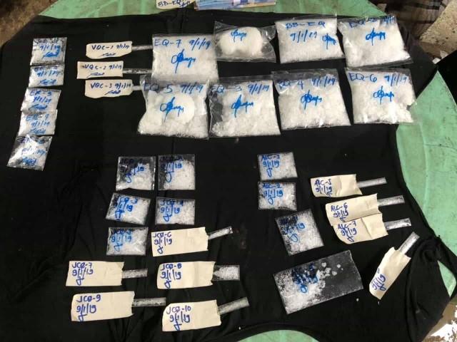P6.8 million worth of suspected shabu seized from four suspects caught in a buy-bust operation was conducted in Barangay Bacani in Clarin, Bohol on Sunday, September 1, 2019. Photo courtesy: BPPO