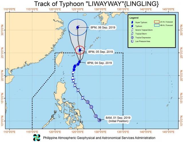 The track of Typhoon Liwayway as of Sept. 4, 2019 at 11 p.m. SOURCE: PAGASA WEBSITE