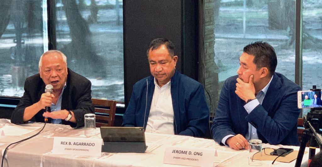 PAMPI president Felix Tiukinhoy Jr., left, talks to the media Friday, September 20, 2019, on the possible impact of the ASF scare on meat processors. With him are PAMPI spokesperson Rex Agarrado, and PAMPI vice president Jerome Ong. Ted Cordero