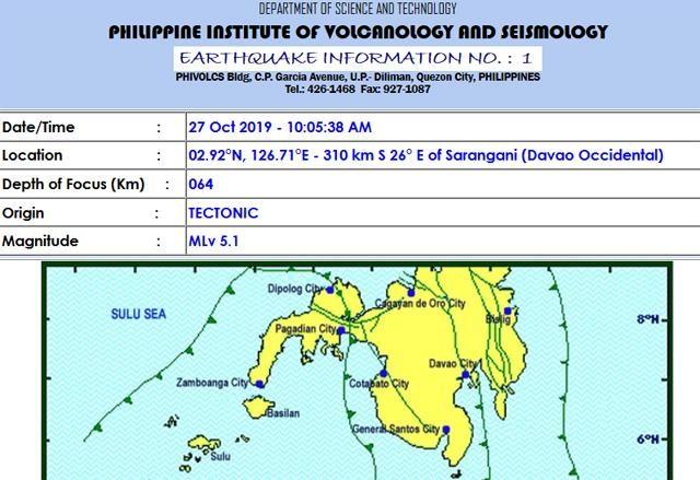 Magnitude-5.1 quake jolts Davao Occidental —Phivolcs ...