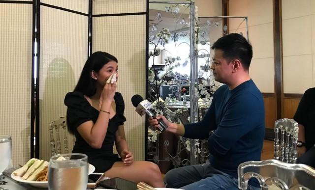 Kate Valdez is moved to tears during an interview with GMA News. Photo: Margaret Claire Layug