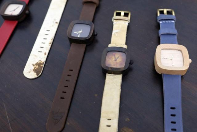 Wristwatches with straps made of mycelium leather are pictured at Pala Nusantara's workshop in Bandung, West Java province, Indonesia, October 14, 2019. Picture taken October 14, 2019. REUTERS/Irene Barlian