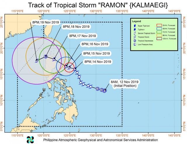 Track of Tropical Storm Ramon as of 10 p.m., Thursday, Nov. 14, 2019. PHOTO FROM PAGASA WEBSITE