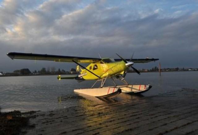Harbour Air Pilot and CEO Greg McDougall flies the world&acirc;s first all-electric, zero-emission commercial aircraft during a test flight in a de Havilland DHC-2 Beaver from Vancouver International Airport&acirc;s South Terminal on the Fraser River in Richmond, British Columbia, Canada, December 10, 2019. Don MacKinnon / AFP