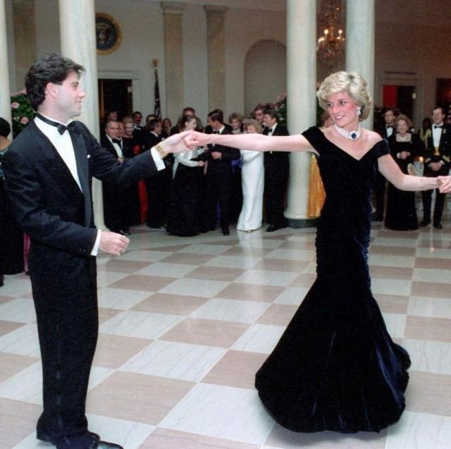 Princess Diana dances with John Travolta at the White House on November 9, 1985.