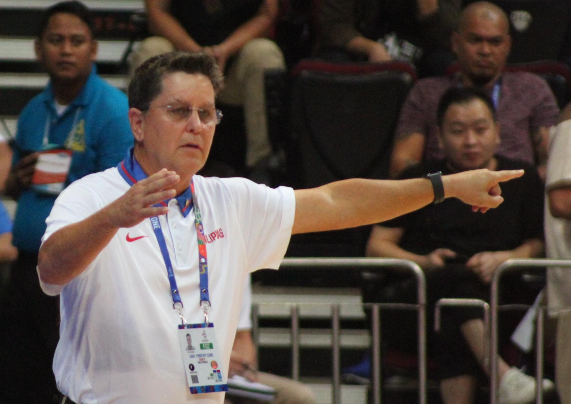 Coach Tim Cone was not happy with the slow start for Gilas Pilipinas. Zeke Alonzo