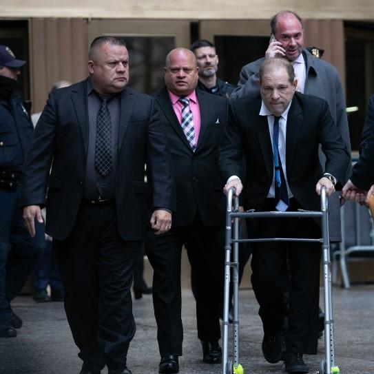 Movie producer Harvey Weinstein departs from criminal court after a bail hearing on December 11, 2019 in New York City.
