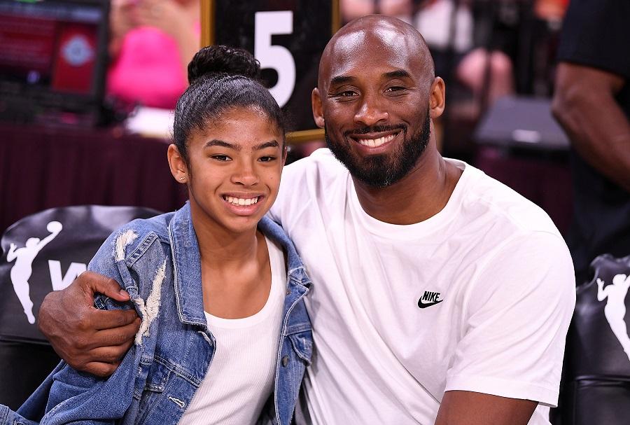 Kobe with her daughter Gianna at the WNBA All Star Game at Mandalay bay Events Center last July. 