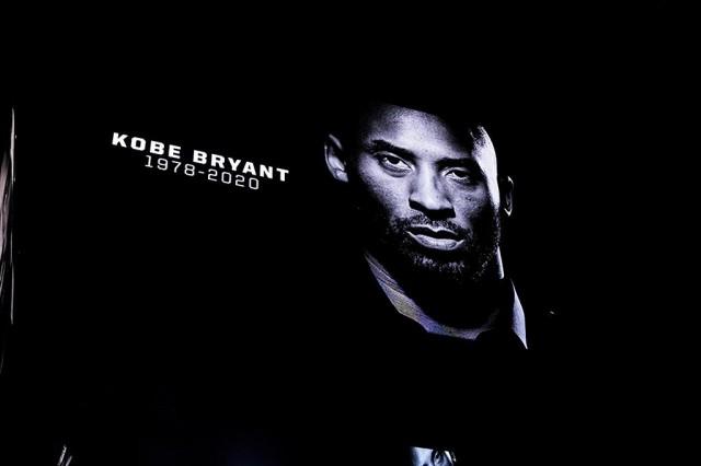 A tribute is shown on the video board during a moment of silence acknowledging Kobe Bryant before the game between the San Antonio Spurs and Toronto Raptors at the AT&T Center. Daniel Dunn-USA TODAY Sports 
