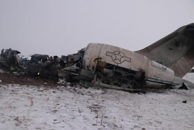 The wreckage of an airplane is seen after a crash in Deh Yak district of Ghazni province, Afghanistan January 27, 2020.