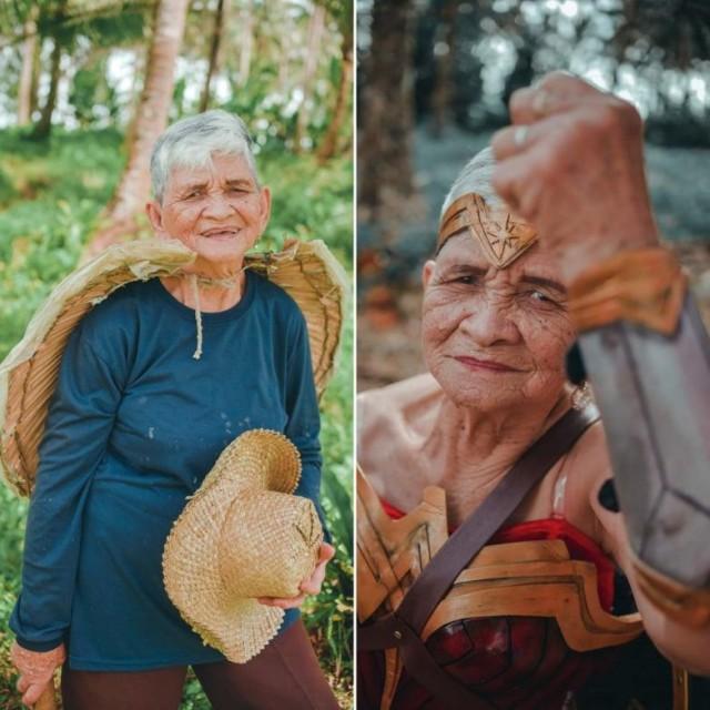 Segunda Unlayao, known as Lola Gunda to her family, posed as Wonder Woman in a photoshoot for her birthday. Photo courtesy of Ronn Unlayao