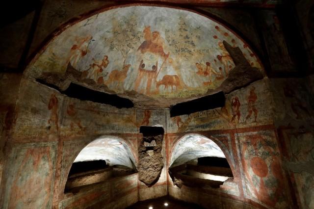 A view of the cubicle "Dei fornai" inside Rome's oldest underground burial networks, Domitilla Catacombs, Italy, May 30, 2017. REUTERS/Remo Casilli/File Photo