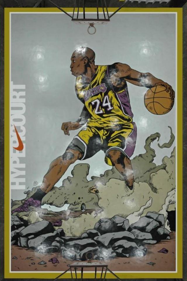 Taguig artists honor Kobe Bryant with mural in a basketball court