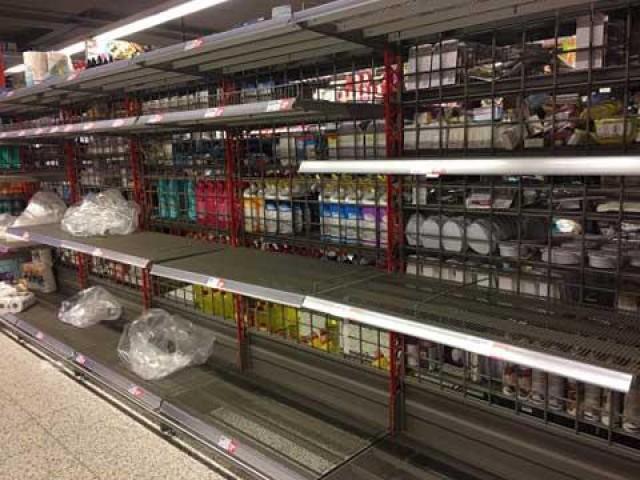 Nearly empty supermarket shelves in Amsterdam. Photo courtesy of Deeyan Pascual