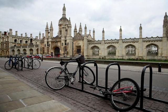 Bikes are seen outside Cambridge University, as the spread of the coronavirus disease (COVID-19) continues, Cambridge, Britain, April 1, 2020. REUTERS