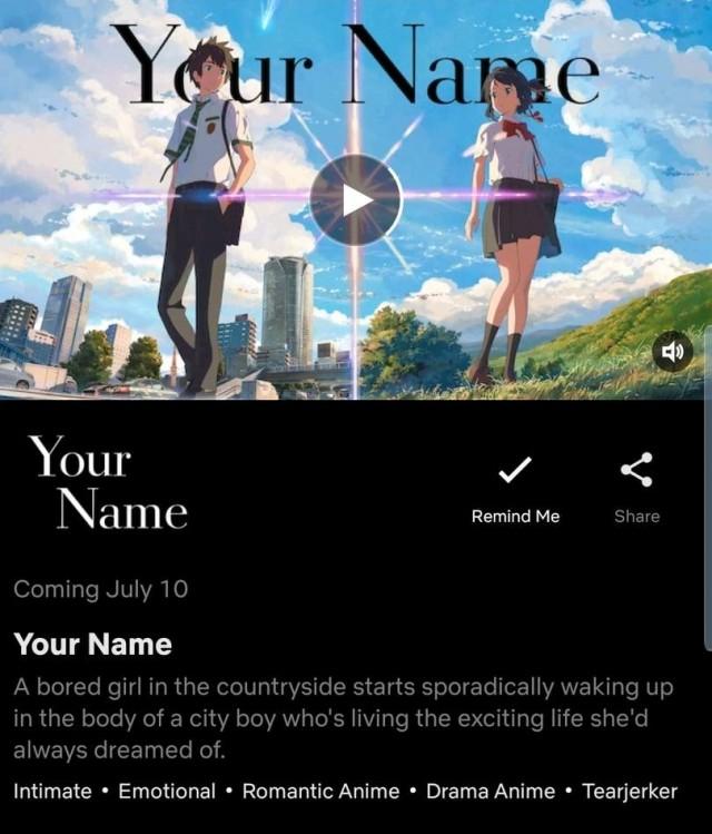 Your Name (Kimi no Na wa) está disponível na Netflix Brasil