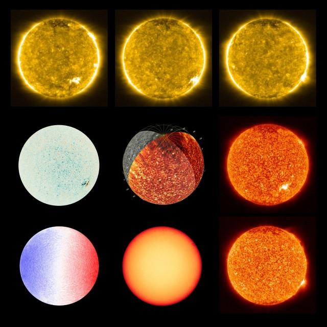 Images of the Sun taken with Polarimetric and Helioseismic Imager (PHI) and Extreme Ultraviolet Imager (EUI) of the Solar Orbiter spacecraft are seen in a combination of photographs released by NASA July 16, 2020. Solar Orbiter/EUI Team; PHI Team/ESA & NASA/Handout via REUTERS. 