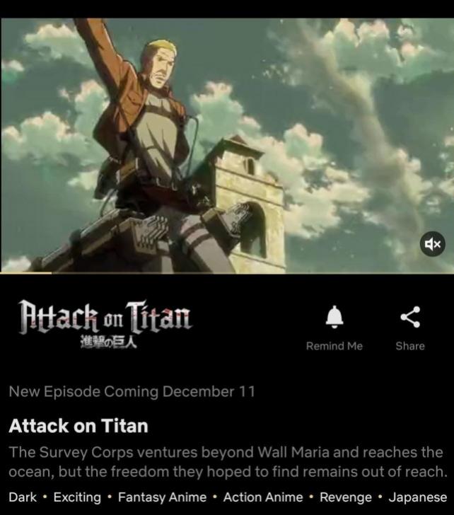 Is Attack on Titan season 4 on Netflix?