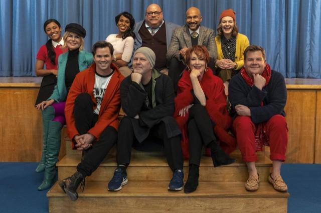 The Prom cast with Ryan Murphy. Courtesy of Netflix