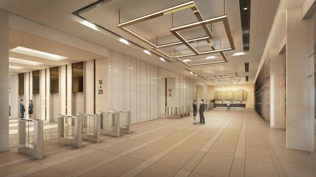 RFID-enabled turnstiles at the main lobby and a total of 24 high-speed smart destination control elevators provide secure, easy, and contactless accessibility. (Artistâ€™s Perspective)