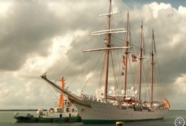 Screencap from RTVM video on Elcano arrival in Cebu