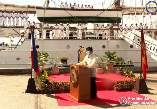 Screencap from RTVM video on Elcano arrival in Cebu