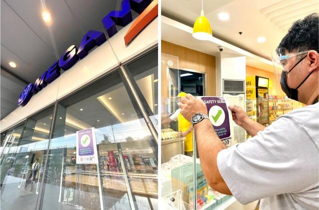 Safe Malling At SM. City official puts safety seal inside SM Megamall (right). Safety seal granted by Mandaluyong City LGU displayed at the entrance of Mega Fashion Hall at SM Megamall (left). 