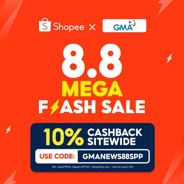 Use this exclusive Shopee 8.8 promo code to get 10% sitewide cashback