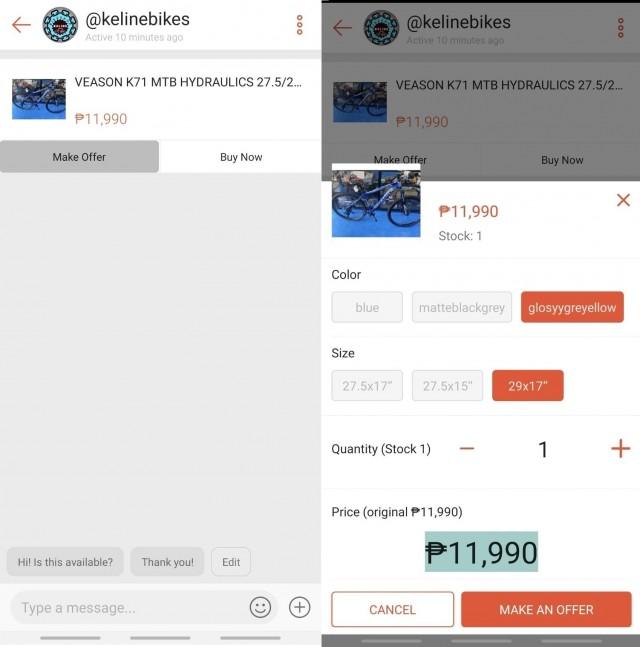Make an offer to Shopee seller
