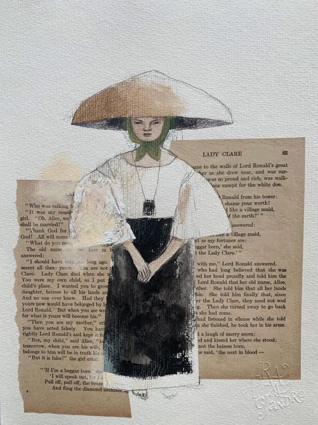 Filipina Portrait Postcard, original art by Robert Alejandro, mixed medium on hot press watercolor paper