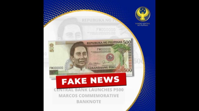 P500 Marcos bill? BSP says it has not released new banknote design