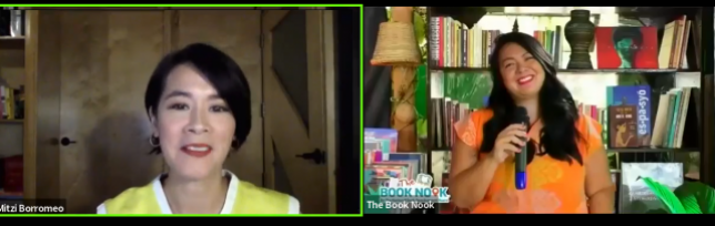 NBDB director Charise Aquino Tugade explains The Book Nook to host Mitzi Borromeo