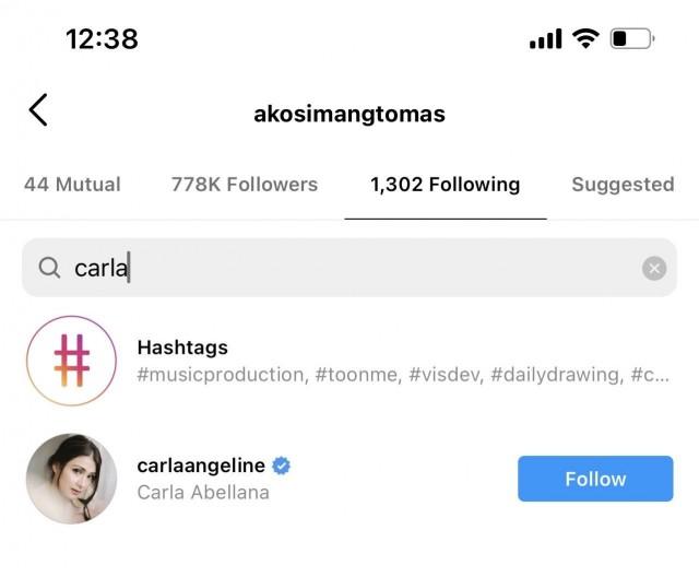 Tom Rodriguez is also back following Carla Abellana as of Wednesday noon on Instagram