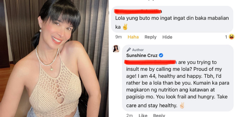 Sunshine Cruz shuts down bashers who try to insult her because of