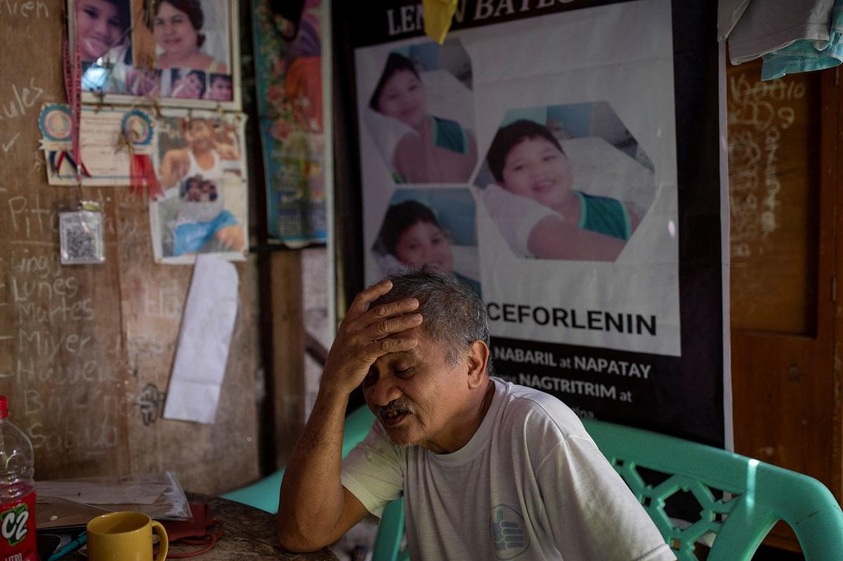 Rodrigo Baylon, who lost his son Lenin Baylon in 2016, reacts during an interview with Reuters in his home in Caloocan City, September 2, 2021. REUTERS/ Eloisa Lopez