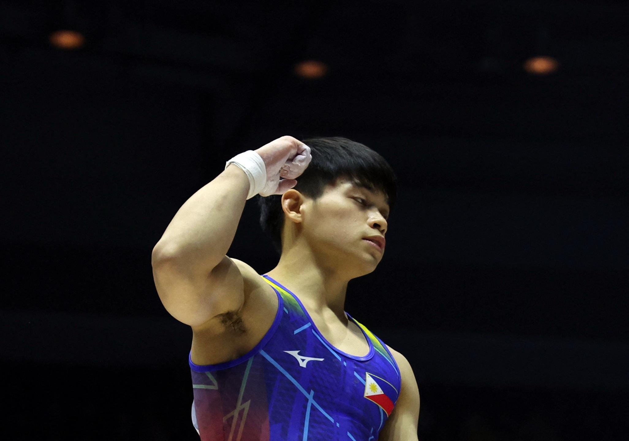 Carlos Yulo wins World Cup series gold in parallel bars thumbnail