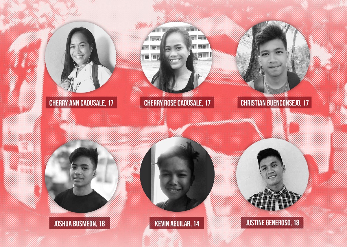 The six students who perished in the Zamboaguita tragedy.