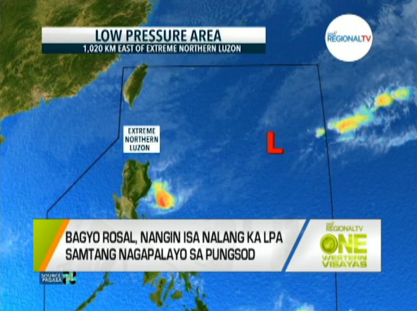 One Western Visayas Bagyo Rosal Nangin Isa Nalang Ka LPA Samtang Nagapalayo Sa Pungsod