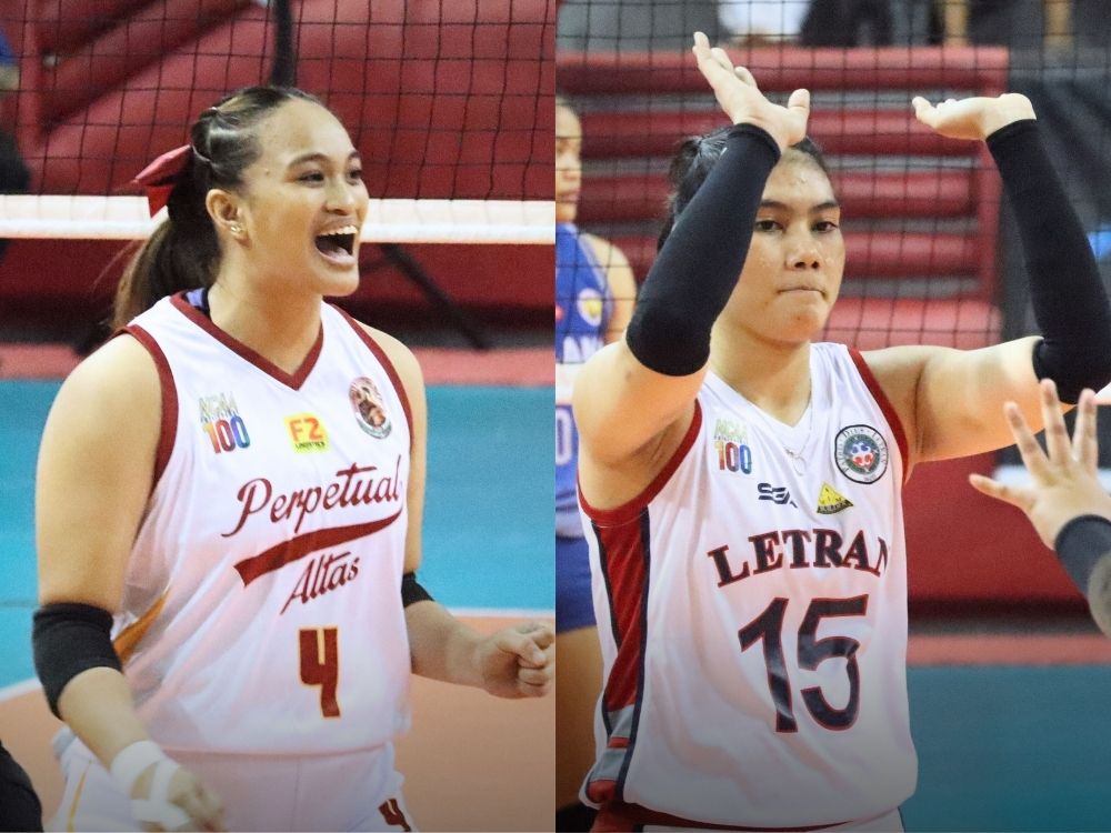 Perpetual's Shai Omipon (L) and Letran's Vanessa Sarie | Photos: Ian Esparaga