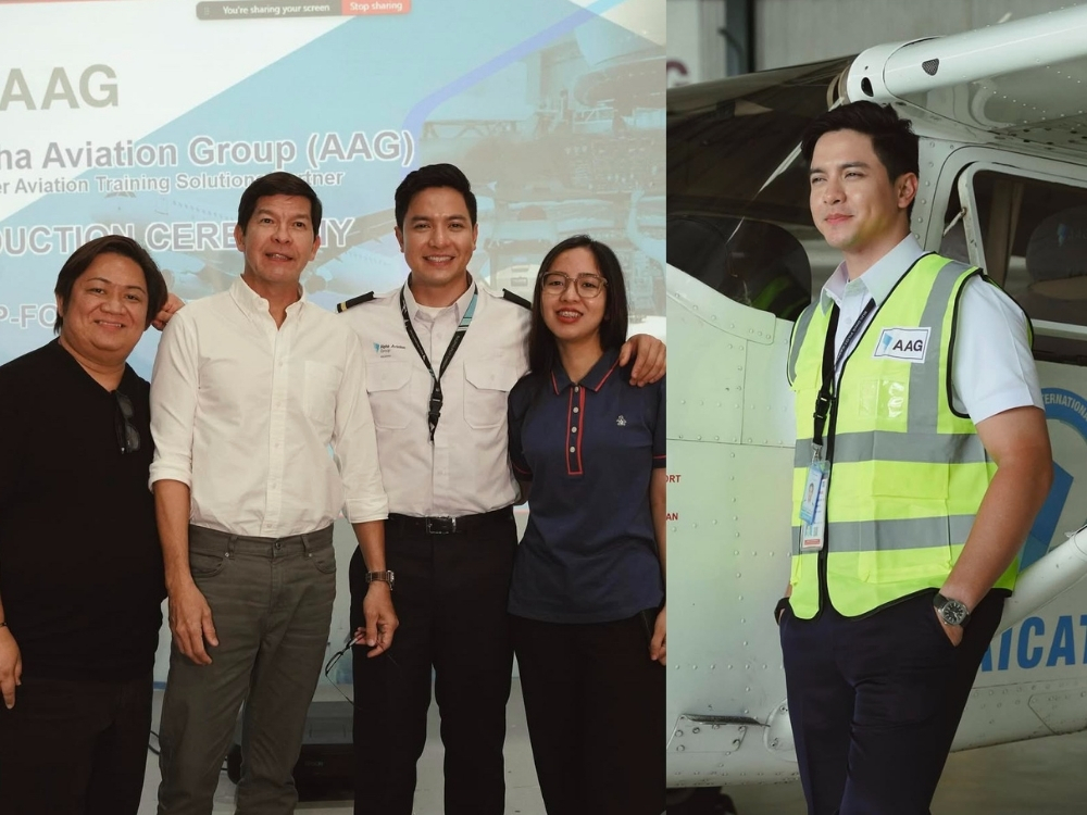 Alden Richards with his family at a Pampanga-based aviation school | Courtesy: Alden Richards/IG